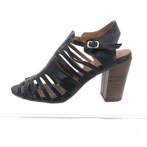 BC Born In California Gladiator Shoes 7.5 Black Chunky Block Heel Strappy *FLAW